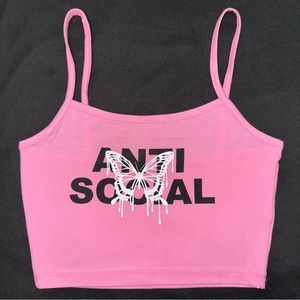NWOT Fashion Nova Butterfly Pink Crop Top
